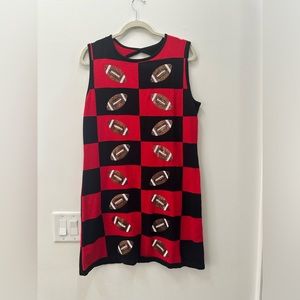 QUEEN OF SPARKLES CHECKERED FOOTBALL DRESS SIZE LARGE